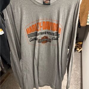 Harley-Davidson Gray and Orange Long Sleeve Tee
